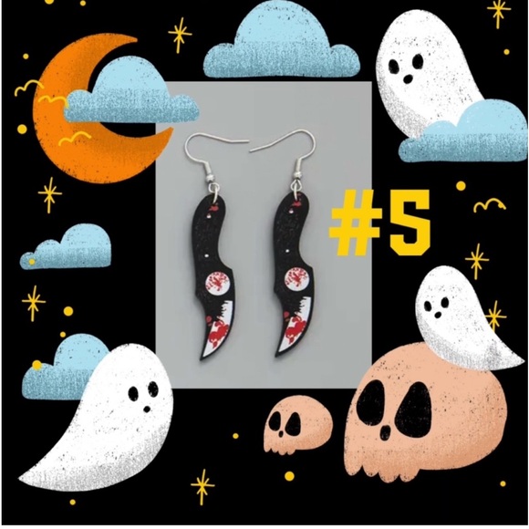 Earrings, Bloody Knives #5, NIP, Perfect Horror Movie Night Accessory - Picture 7 of 7